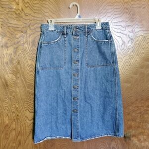 Old Navy Blue Denim Midi Skirt